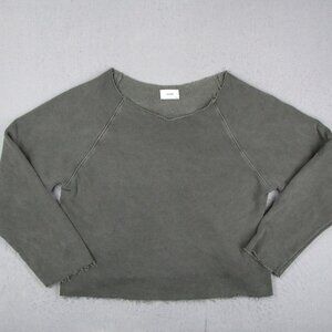 Joah Brown Sweatshirt Women M/L Green Oversized Pullover Long Sleeve Distressed